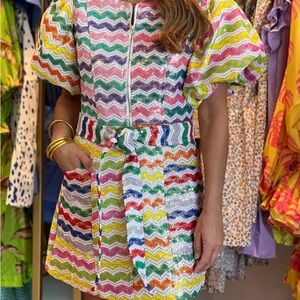 QUEEN OF SPARKLES Multicolor Zigzag Mini Dress